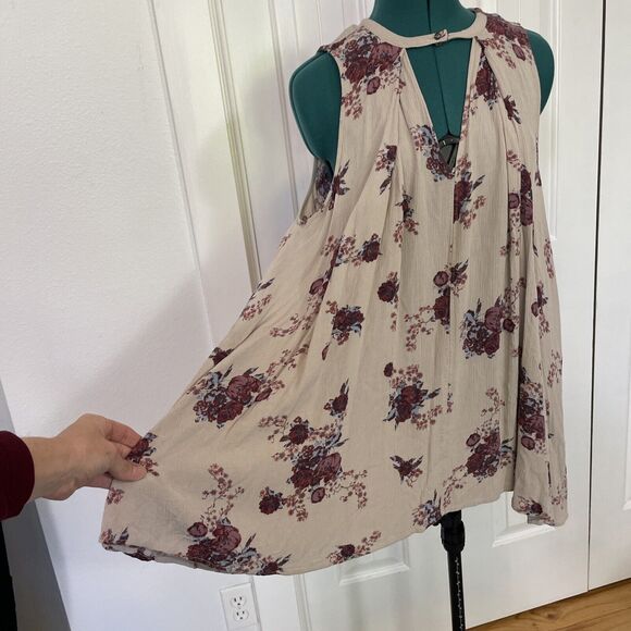 Free People Tree Swing Top Tunic/Dress Washed Stone Floral Size Small - Picture 6 of 9